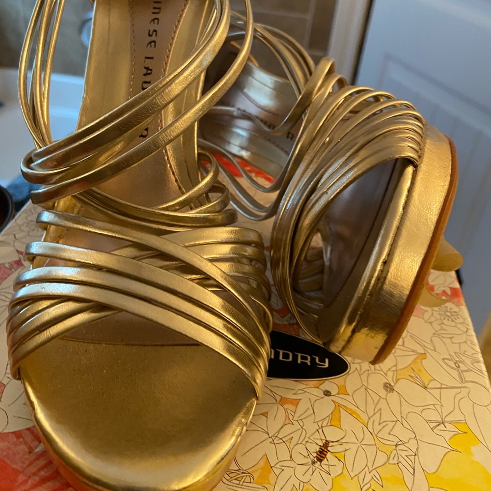 Chinese laundry gold strappy shoes